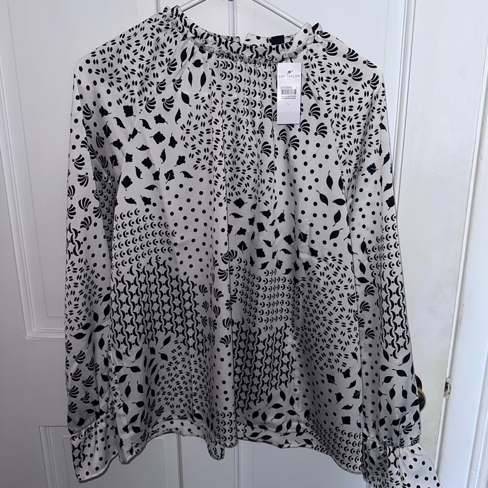 Ann Taylor Ruffle Neck Blouse
